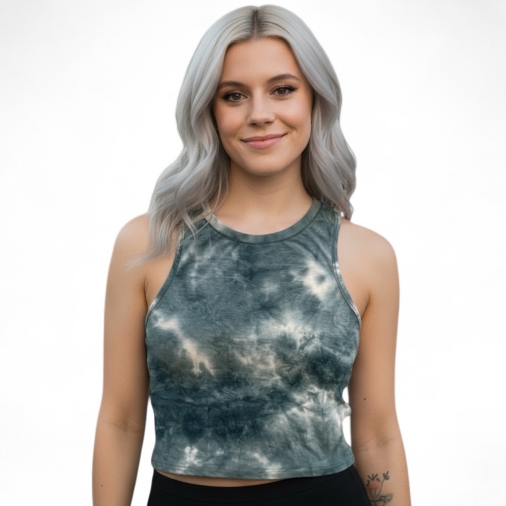 90 Degree By Reflex Blue Tie-Dye Crop Top NWT XL